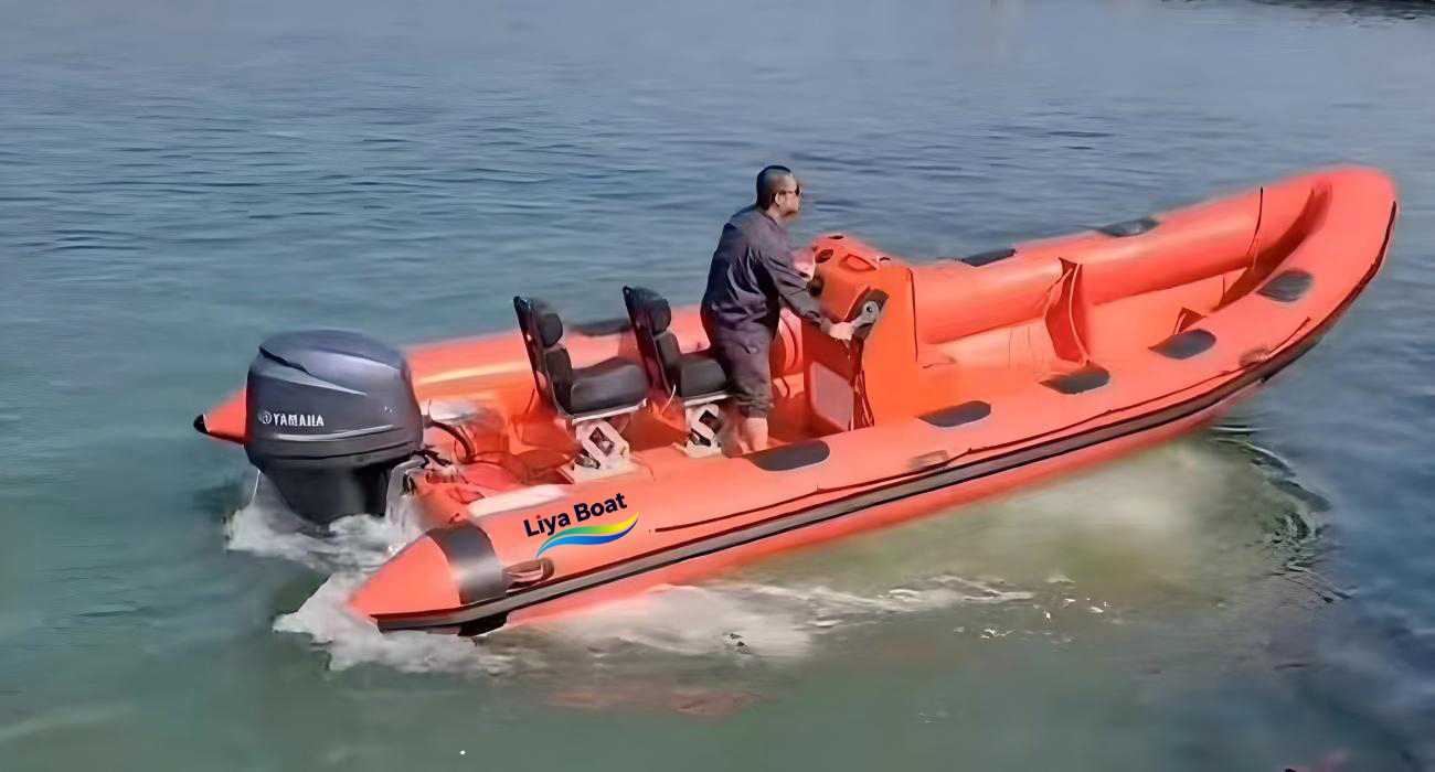 Stable flat-bottom fiberglass hull design for versatile water operations.