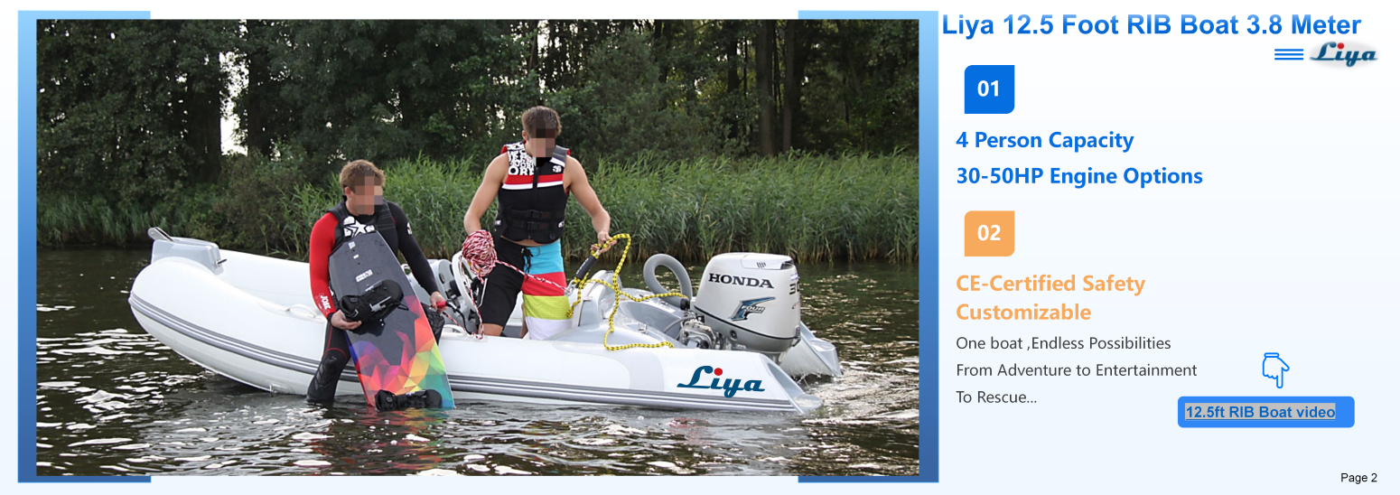 4 persons durable Liya RIB tender boat on water