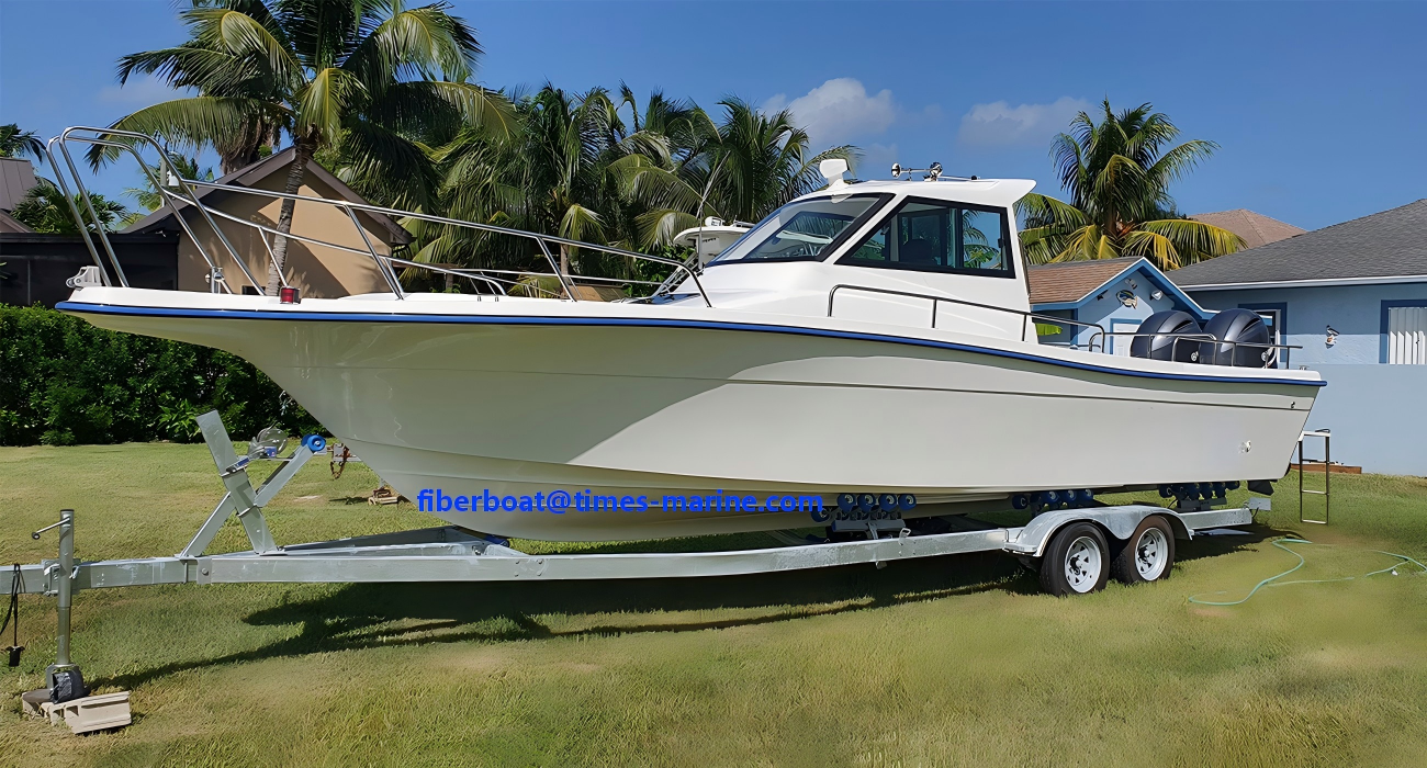 fishing boat Stainless Steel Railings and Integrated Swim Platform